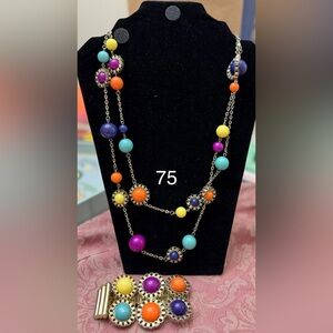 Vibrant Multicolor Beaded Necklace and bracelet set